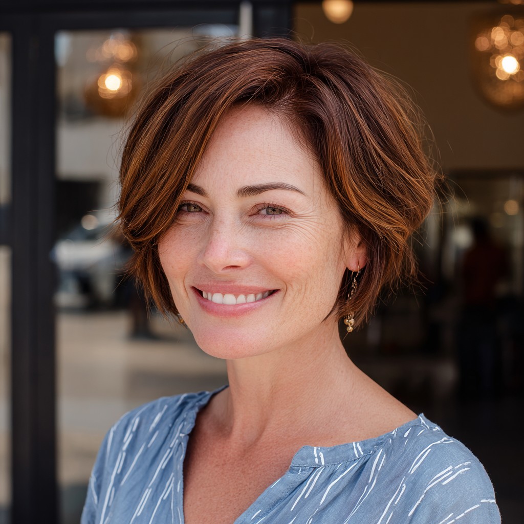 Textured Shoulder-Length Shag with Subtle Highlights