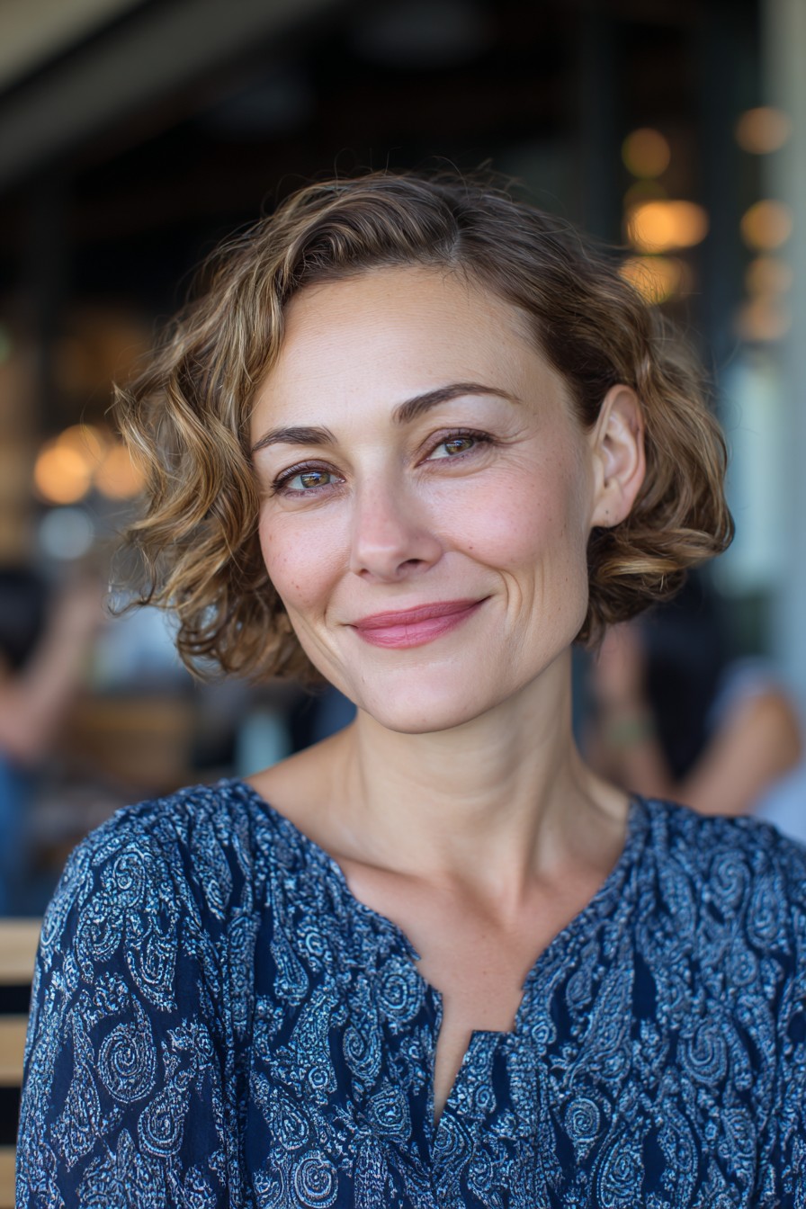 Chic Curly Bob with Soft Face-Framing Layers