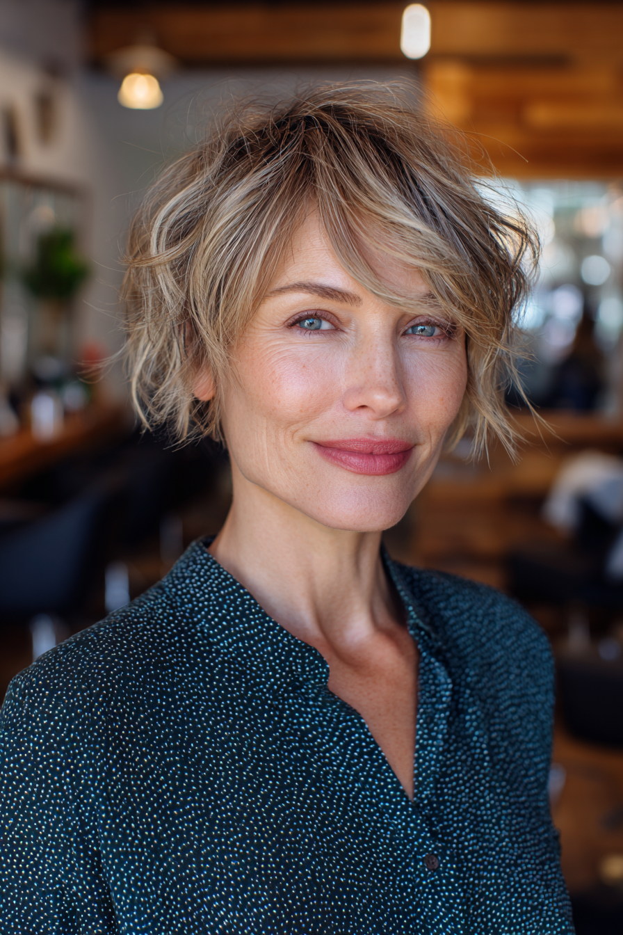 Chic Layered Bixie with Textured Ends