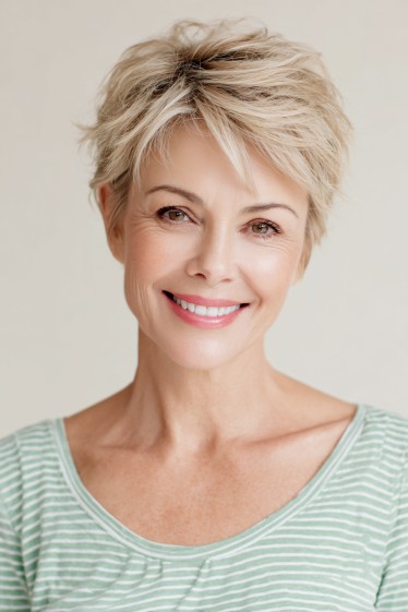 Chic Textured Pixie Cut with Soft Blonde Layers