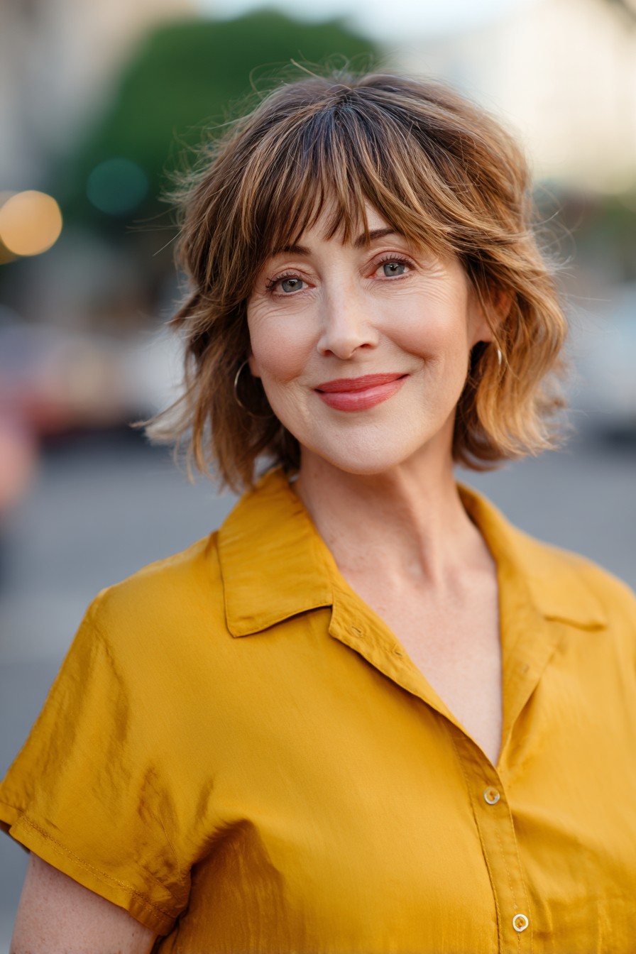 Chic Tousled Short Cut with Soft Bangs