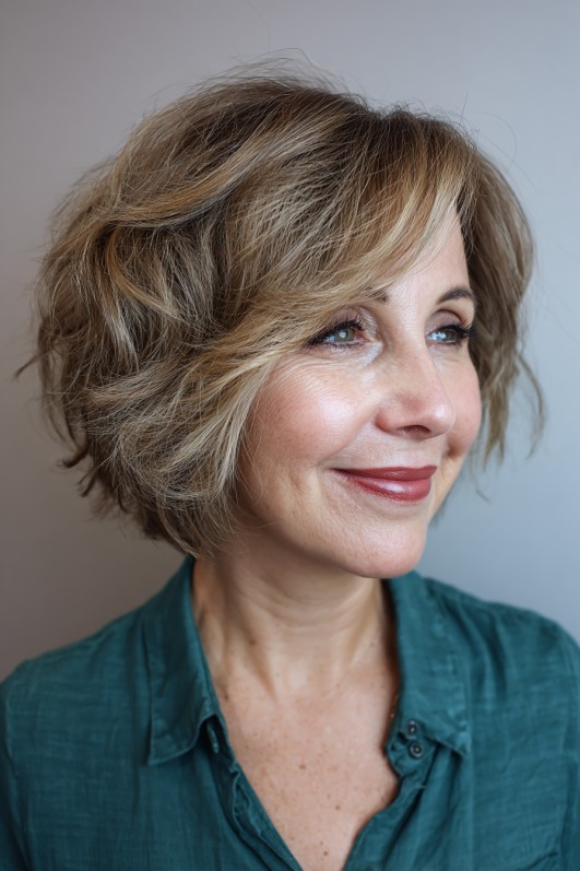 Choppy Layered Bob with Lively Texture