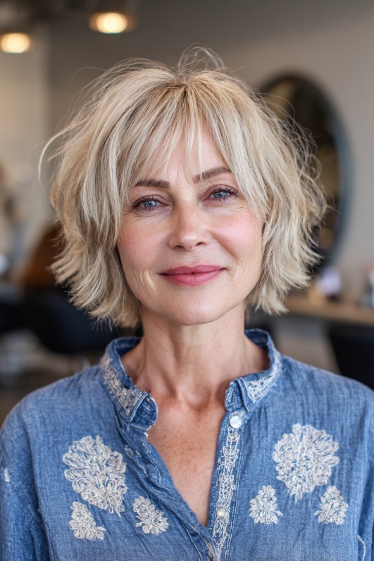Choppy Layered Bob with Soft Face-Framing Layers