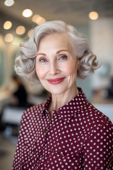 Classic Vintage-Inspired Curly Bob with Defined Curls