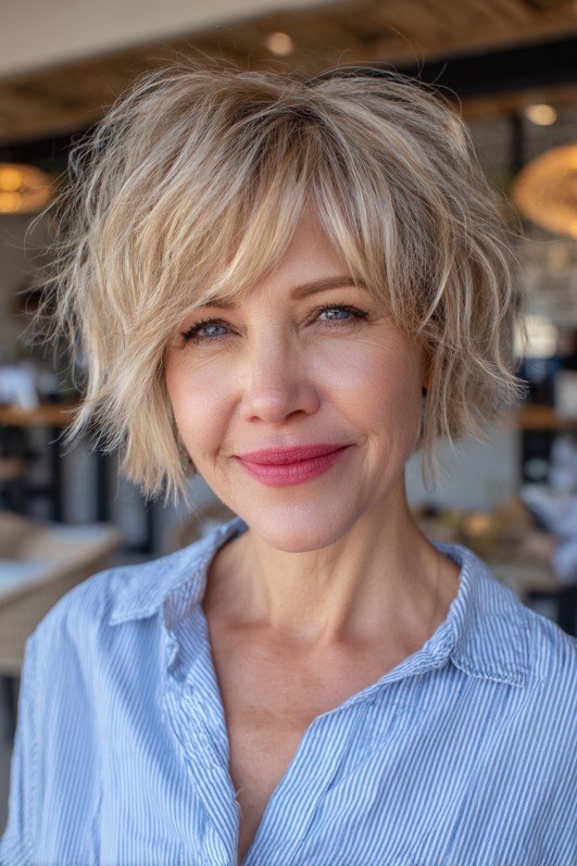 Effortlessly Chic Short Choppy Bob with Lively Texture