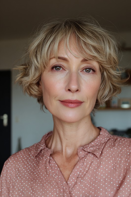 Effortlessly Textured Short Bob with Soft Curls