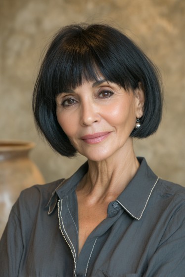 Elegant Blunt Bob with Soft Fringe