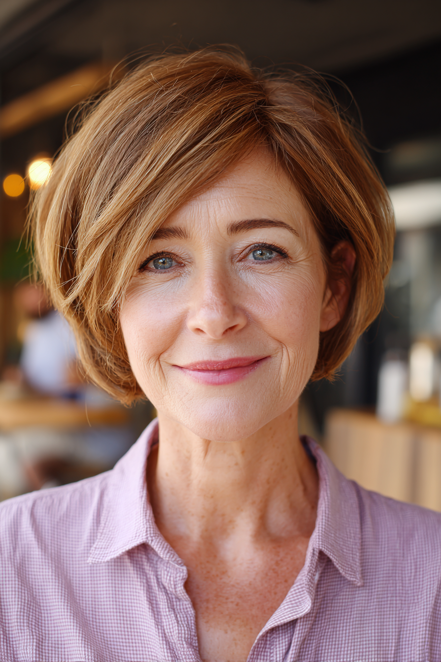 Luxurious Warm Toned Bob with Subtle Layering