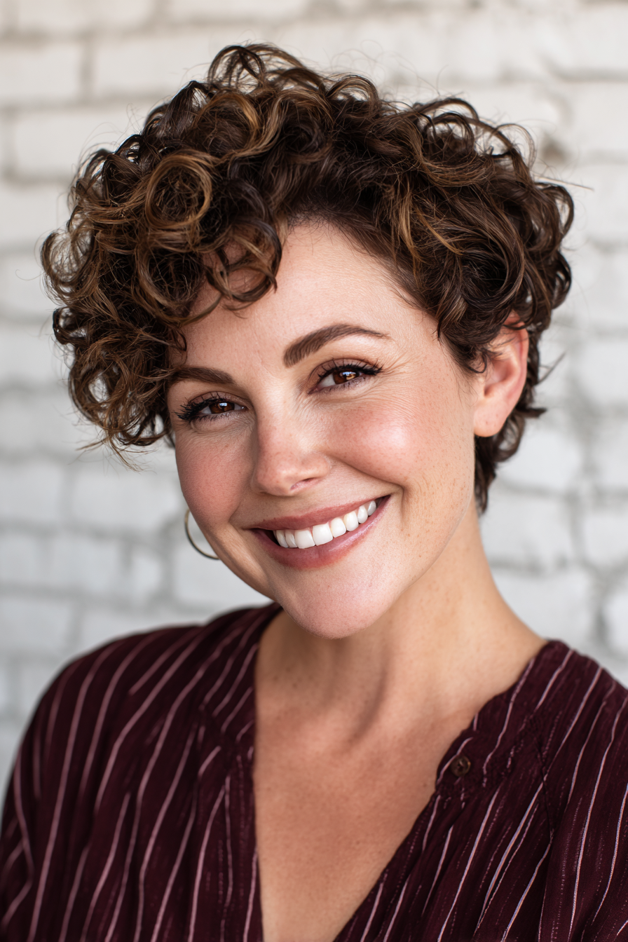 Playful Curly Bixie with Defined Layers