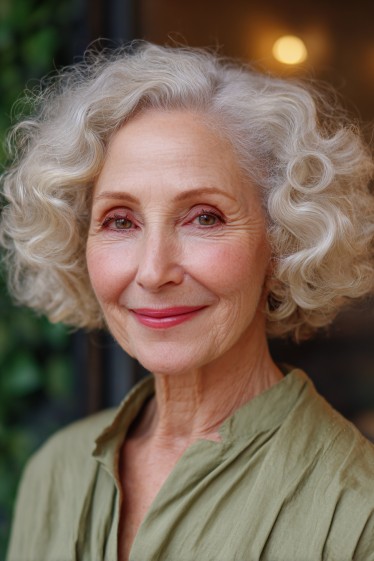 Softly Defined Curly Bob with Gentle Volume
