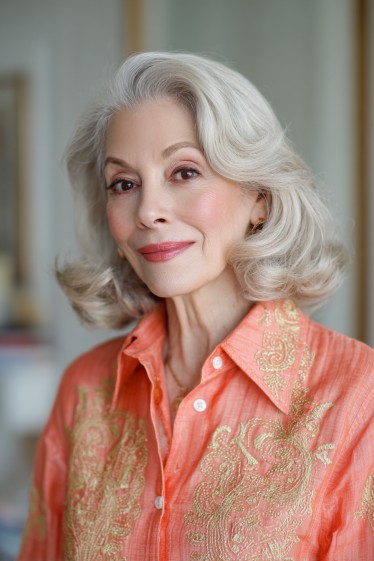 Softly Layered Silver Bob with Gentle Volume