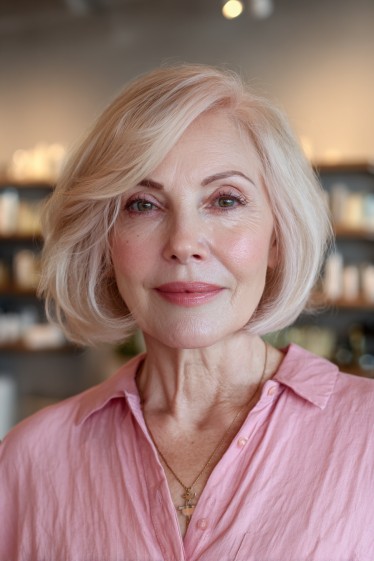 Softly Textured Blunt Bob with Gentle Waves