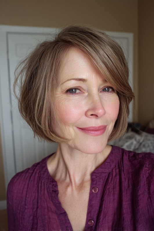 Softly Tousled Choppy Bob with Face-Framing Layers