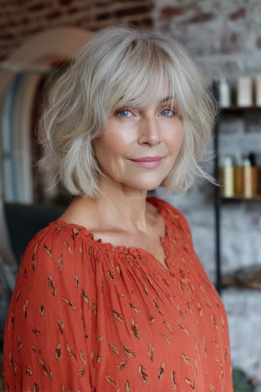 Textured Beachy Bob with Wispy Bangs