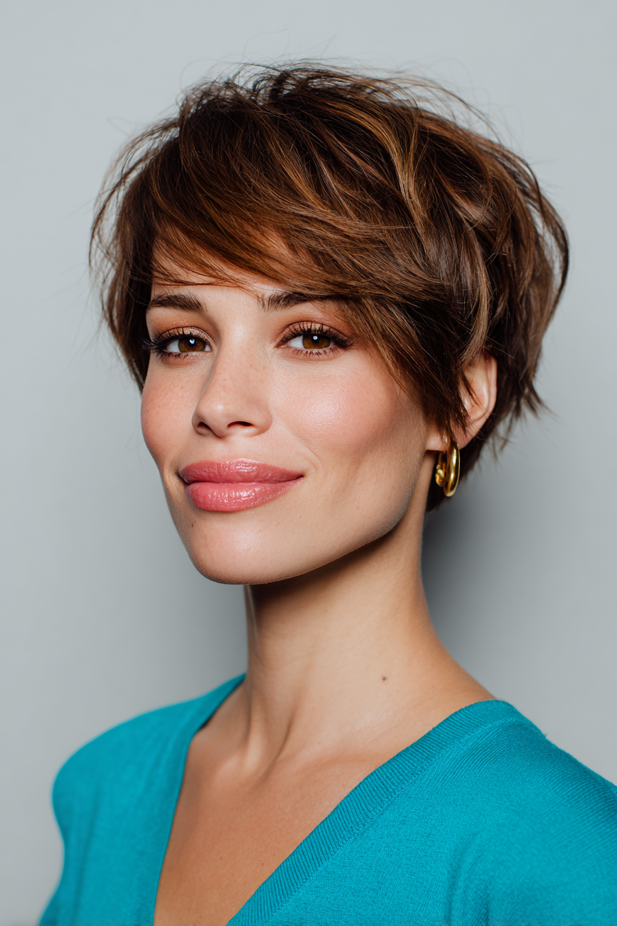 Textured Chestnut Bixie with Subtle Layers