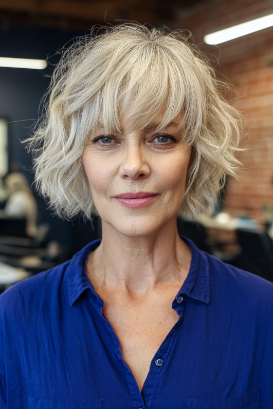 Textured Choppy Bob with Lively Curls