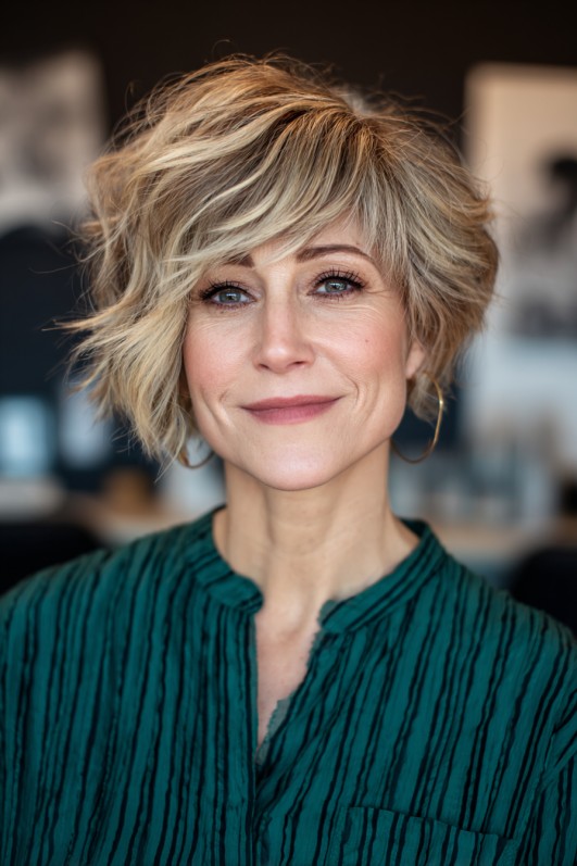 Textured Choppy Bob with Soft Waves