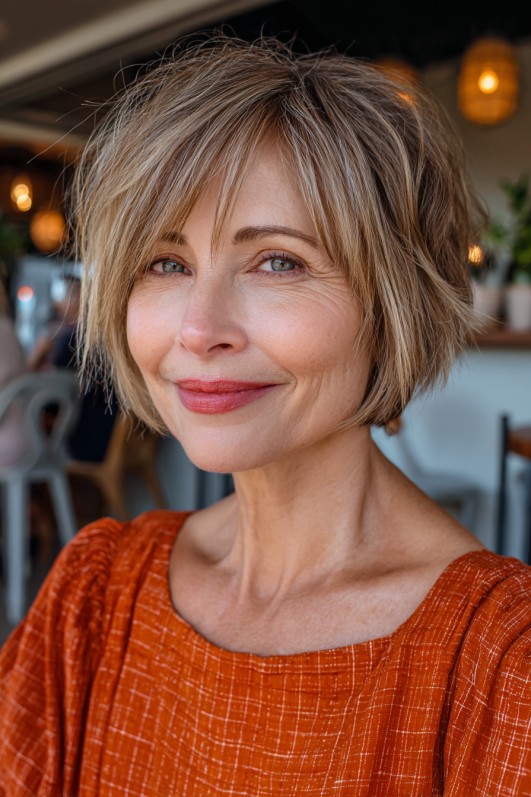 Textured Choppy Bob with Subtle Highlights