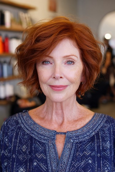 Textured Copper Bob with Playful Waves