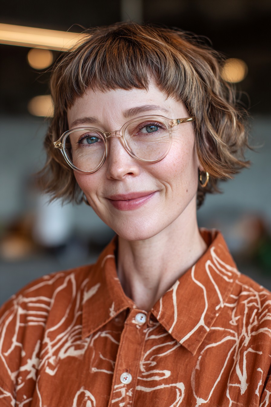 Textured Curly Bob with Fringe