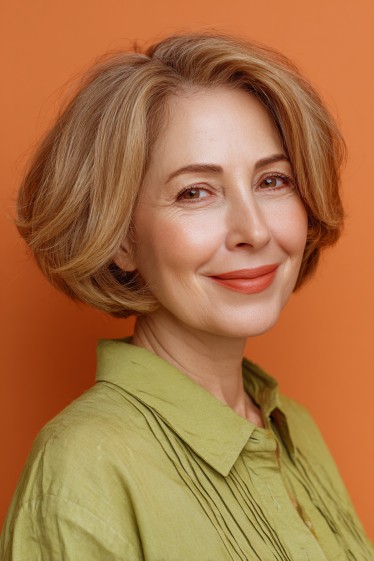 Textured Golden Bob with Flipped Ends