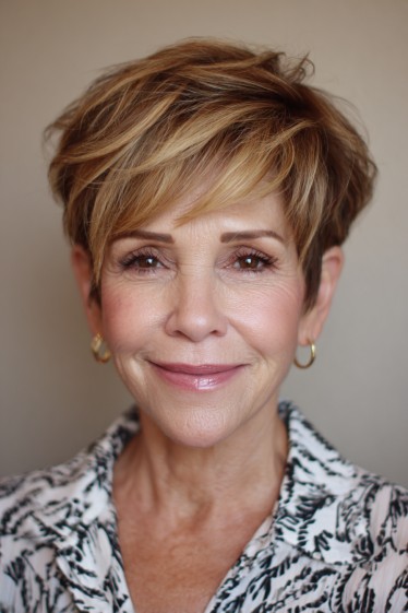 Textured Pixie Cut with Subtle Caramel Highlights