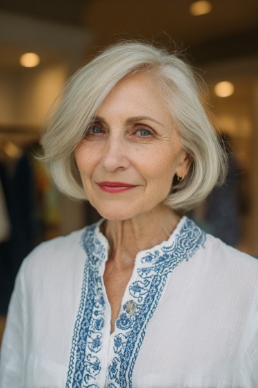 Textured Silver Bob with Subtle Layers