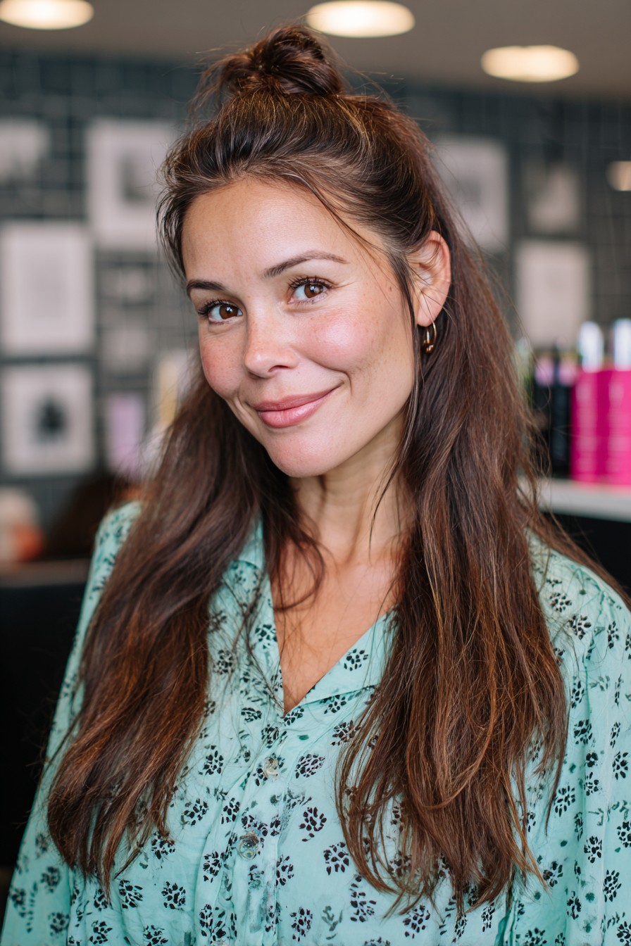 Trendy Half-Up Loose Waves with Subtle Layers