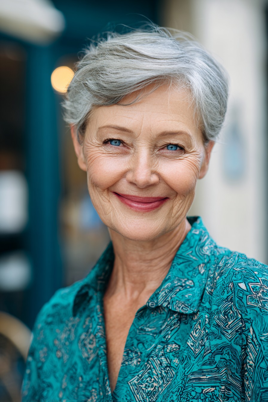 Chic Textured Silver Pixie Cut