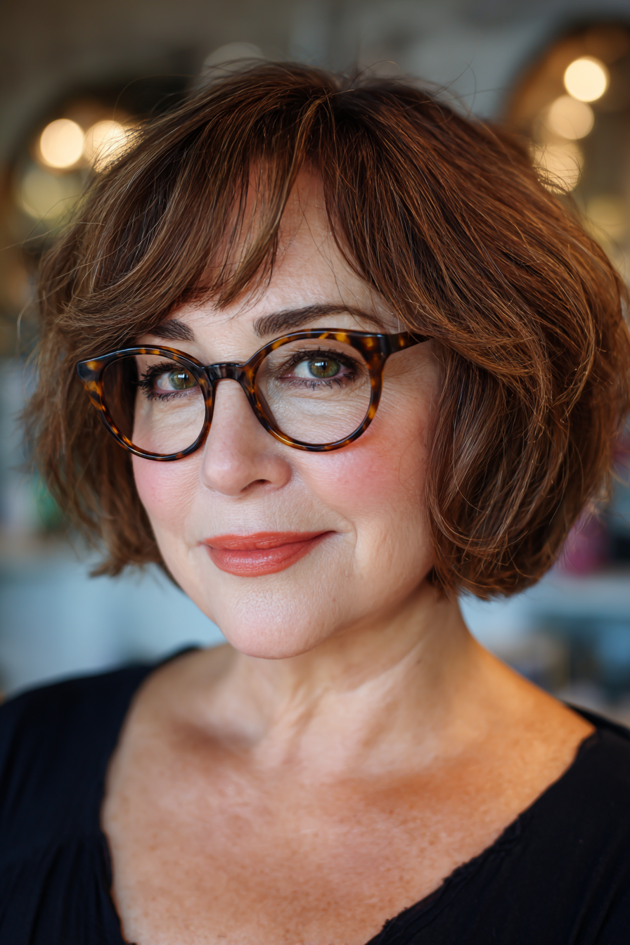 Chic Textured Bob with Soft Bangs