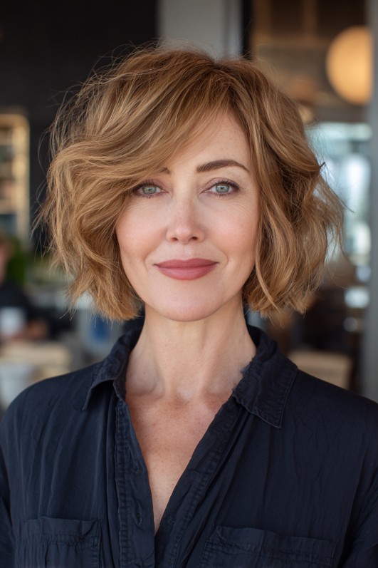 Chic Textured Shattered Bob with Soft Volume