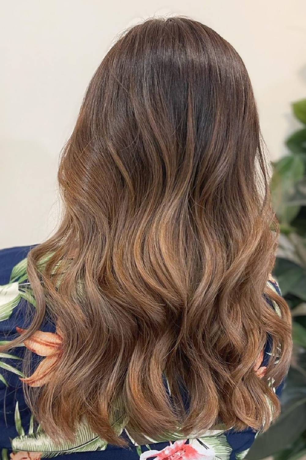 Beautiful Long Waves with Warm Caramel Balayage