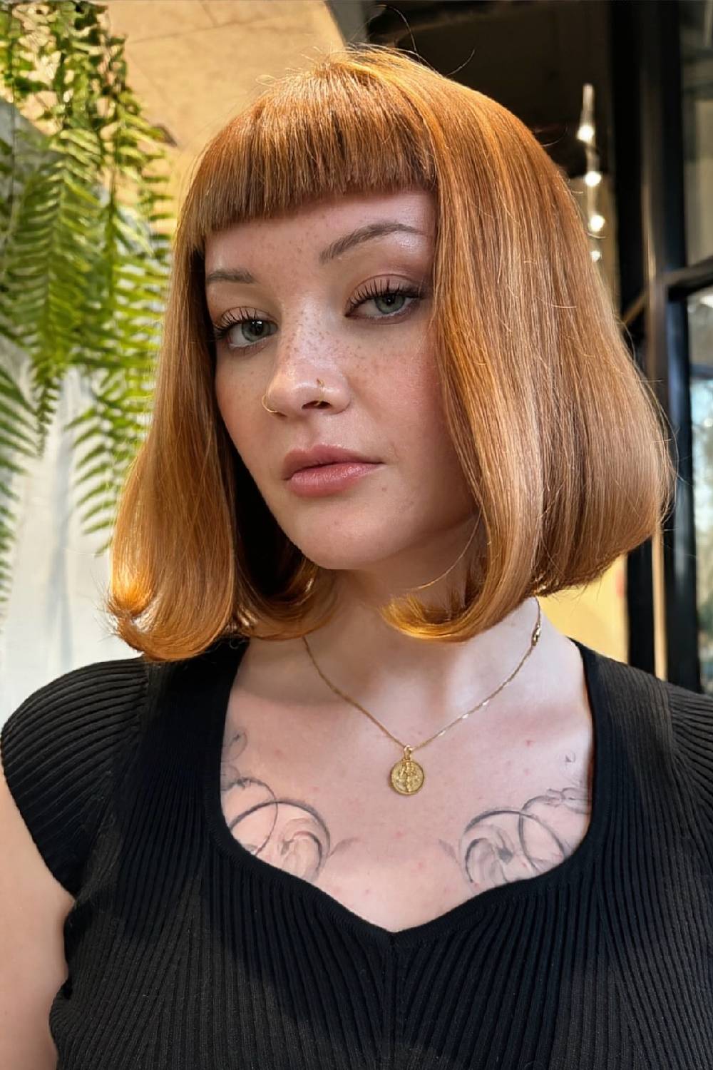 Bold Copper Bob with Straight Fringe
