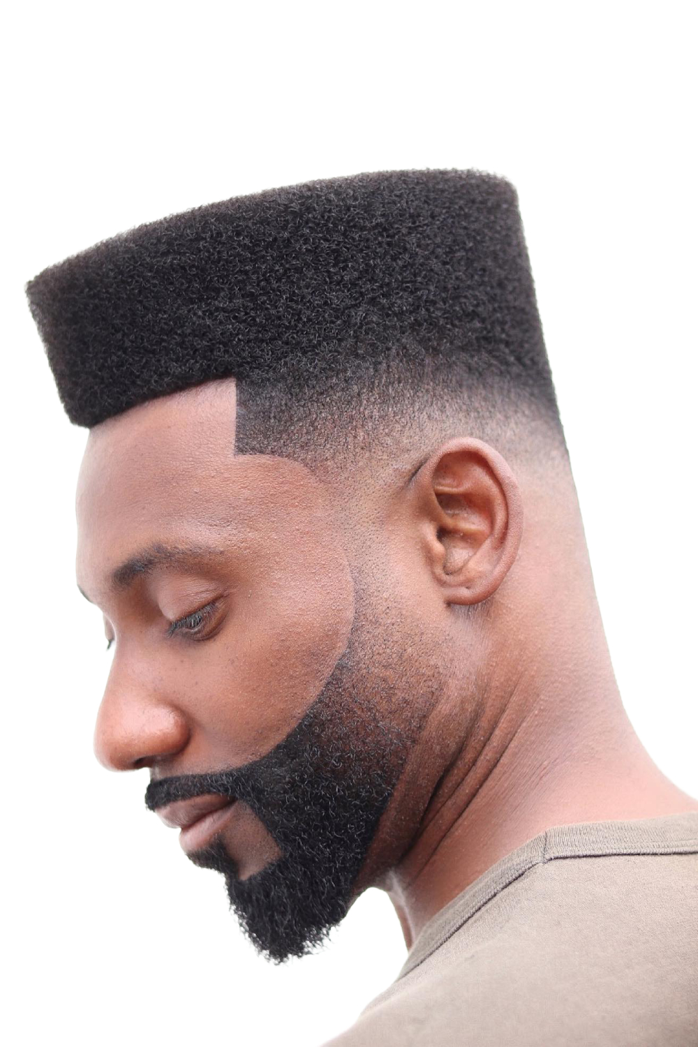 Bold High-Top Fade with Intricate Beard Design