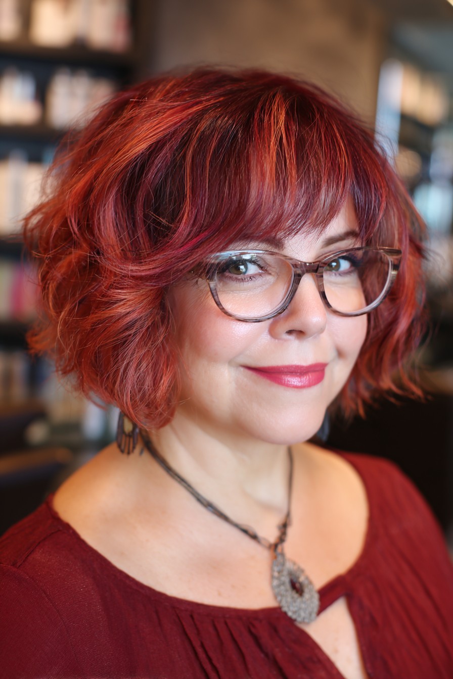Charming Short Red Curls with Face-Framing Bangs