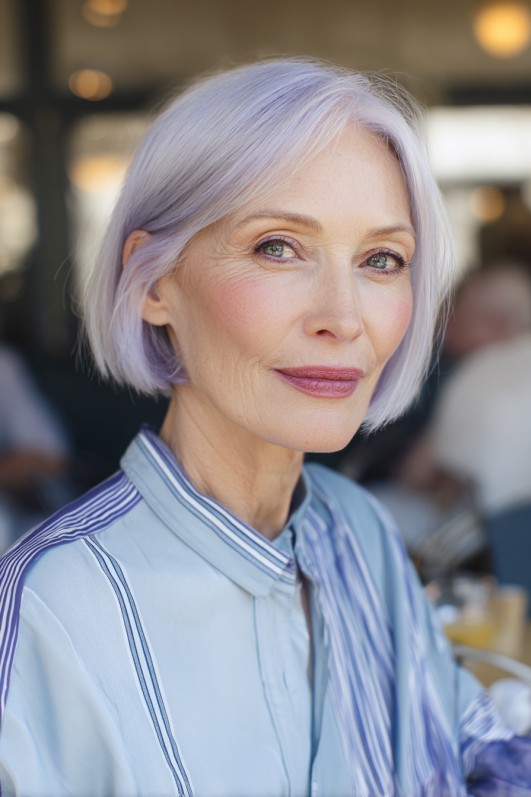 Chic Lavender Bob with Subtle Texture