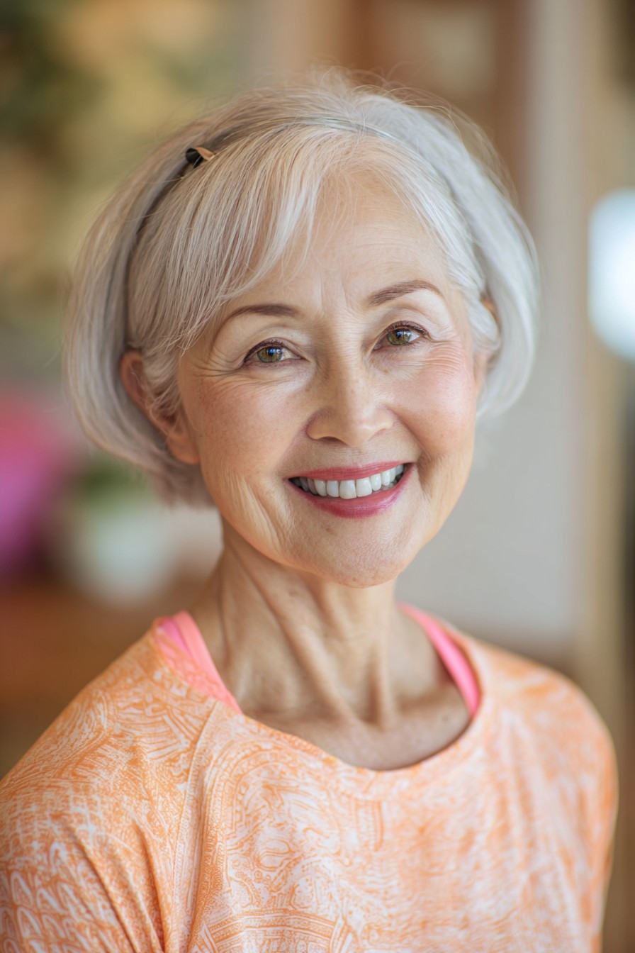 Chic Silver Rounded Bob with Subtle Layers