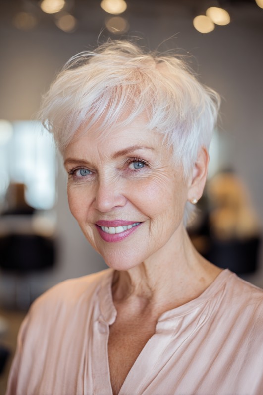 Chic Soft Textured Pixie with Subtle Highlights
