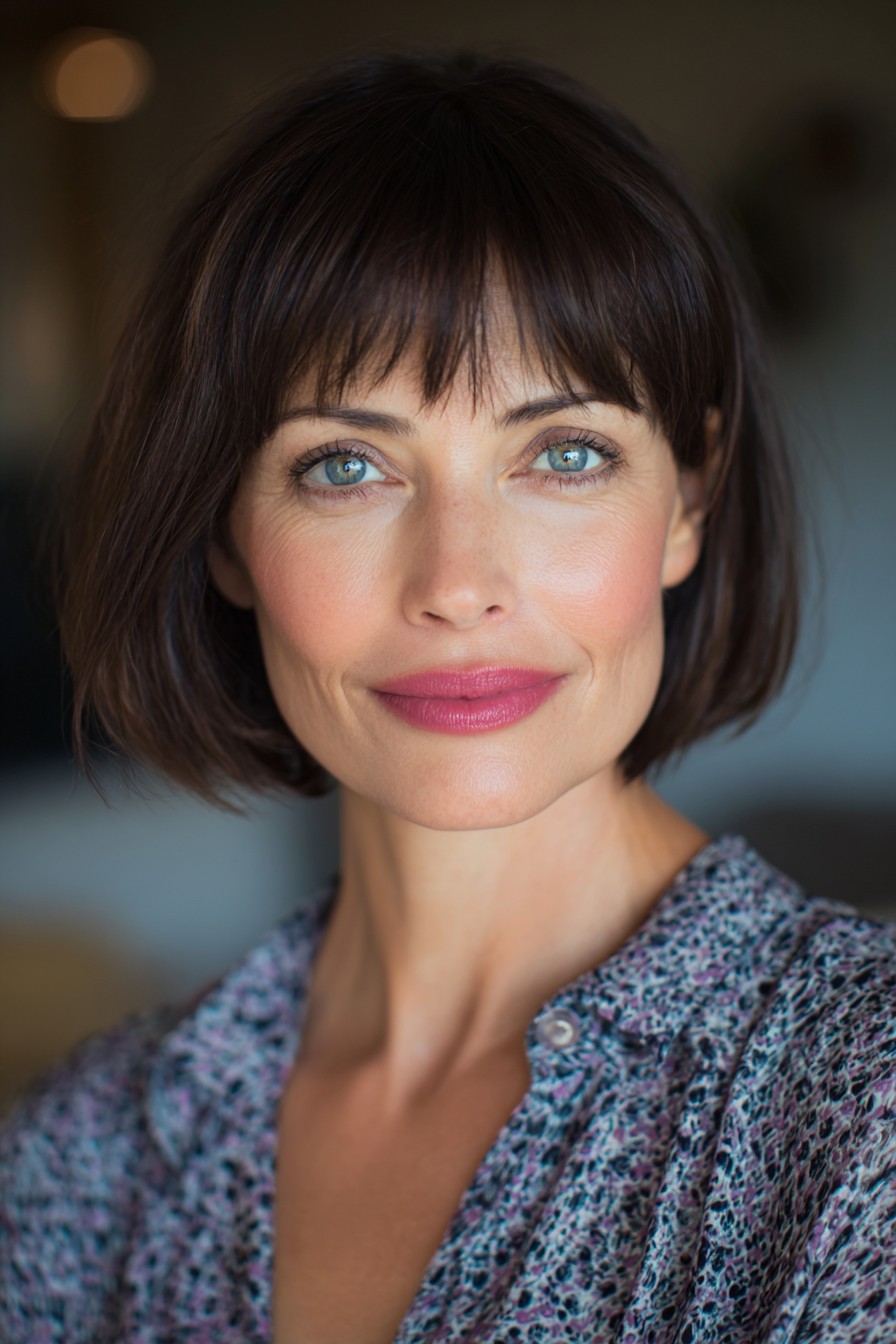 Chic Textured Bob with Soft Bangs