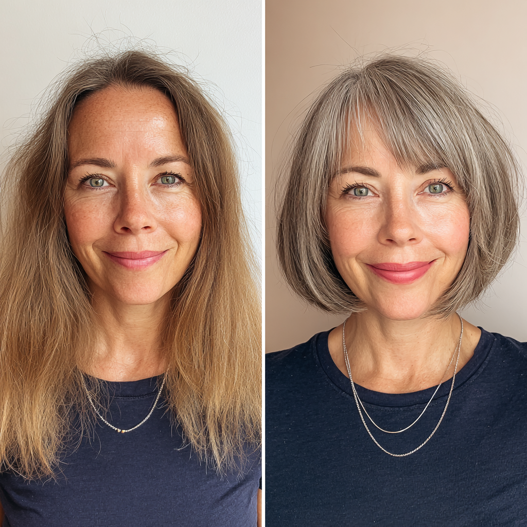 Chic Textured Gray Bob with Subtle Layers