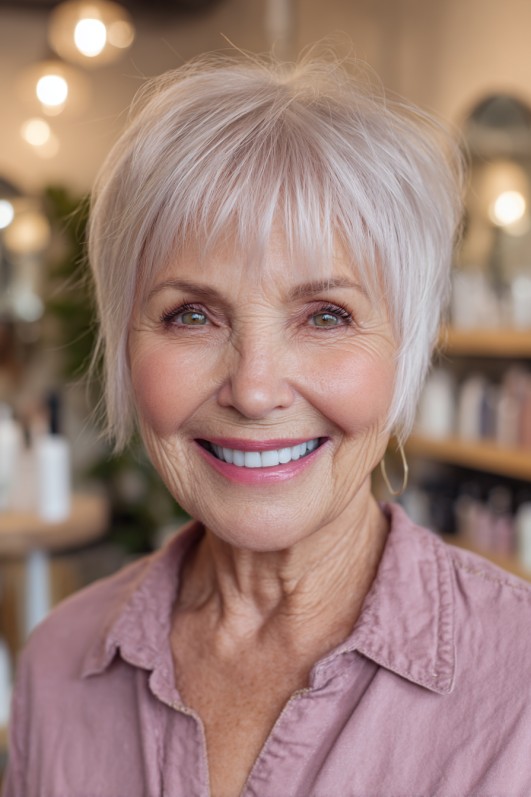 Chic Textured Pixie Cut with Soft Fringe