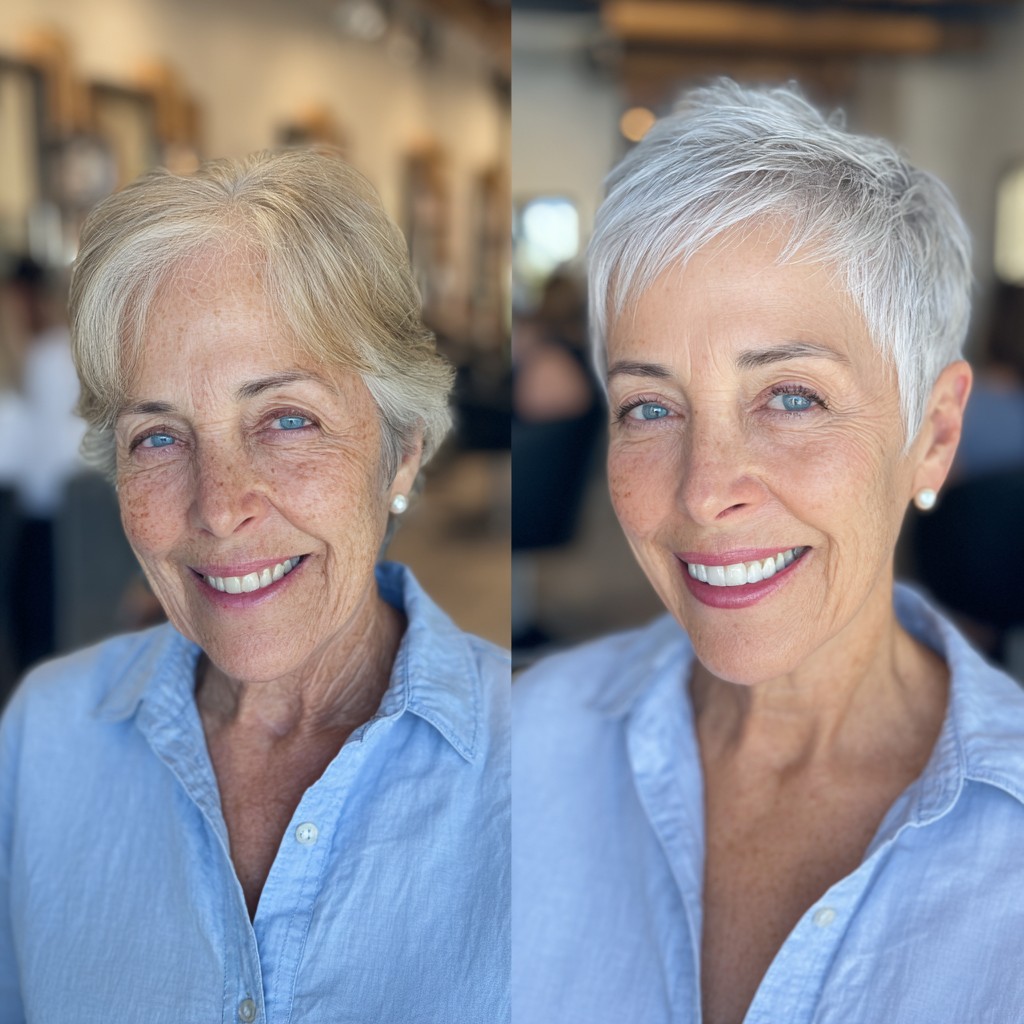 Chic Textured Platinum Pixie with Soft Side Bangs