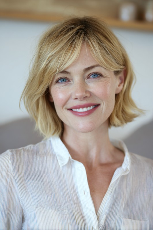 Chic Textured Wedge Bob with Soft Face-Framing Layers