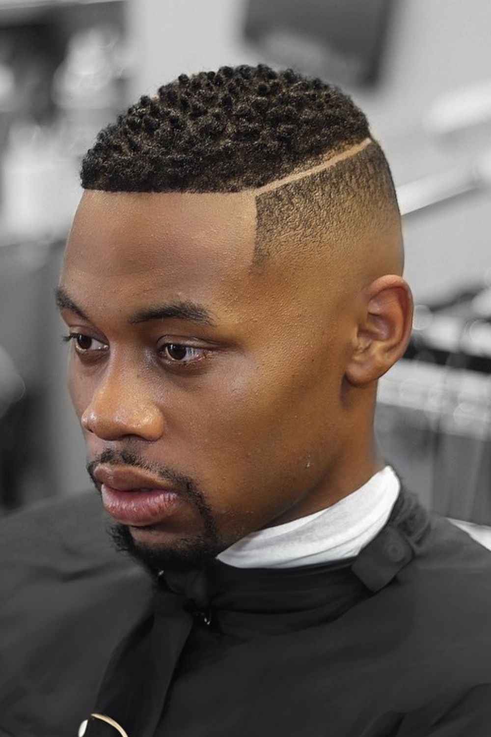 Defined Natural Curls with Sharp Fade