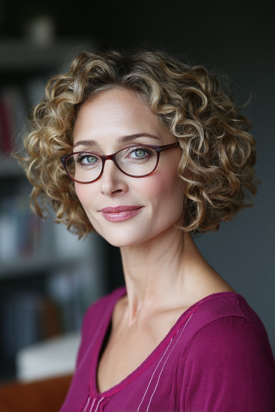 Effortless Curly Jaw-Length Cut with Soft Volume