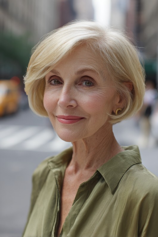 Elegant Soft Blunt Bob with Subtle Waves