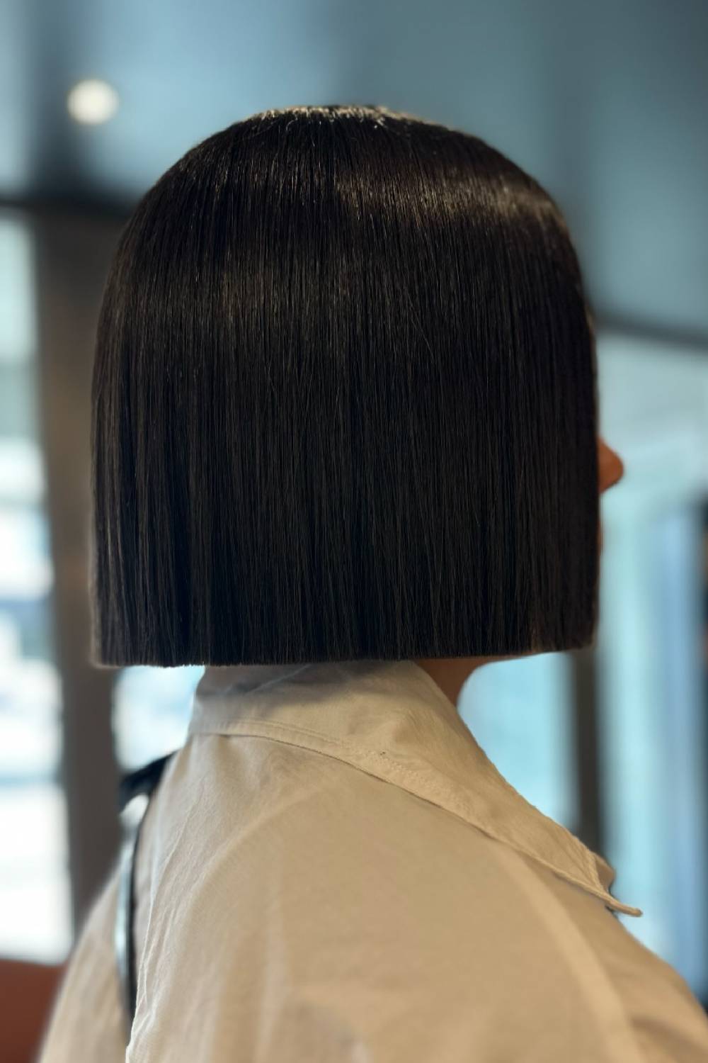 Modern Geometric Blunt Bob with Polished Finish