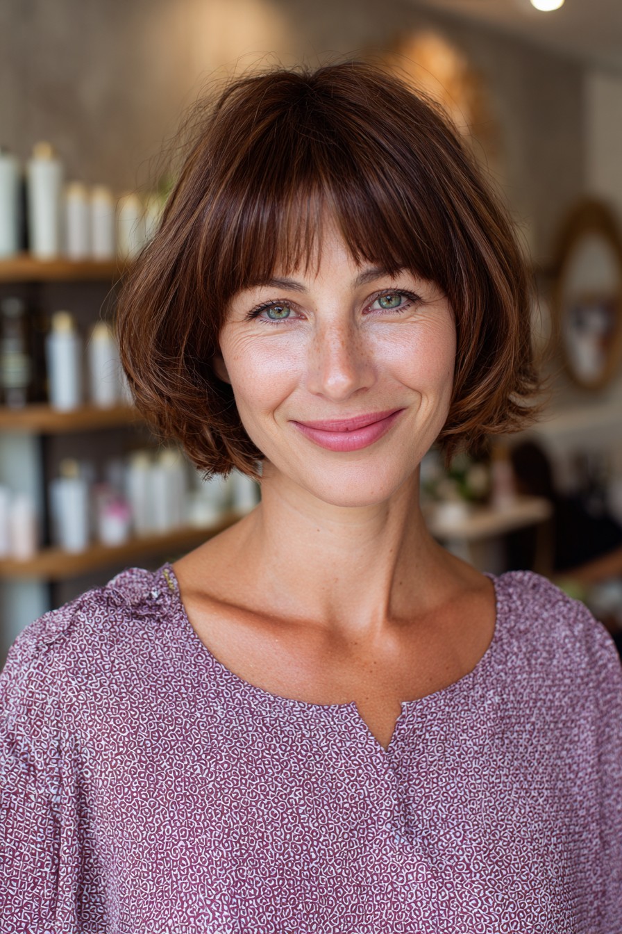 Modern Textured Jaw-Length Cut with Soft Bangs