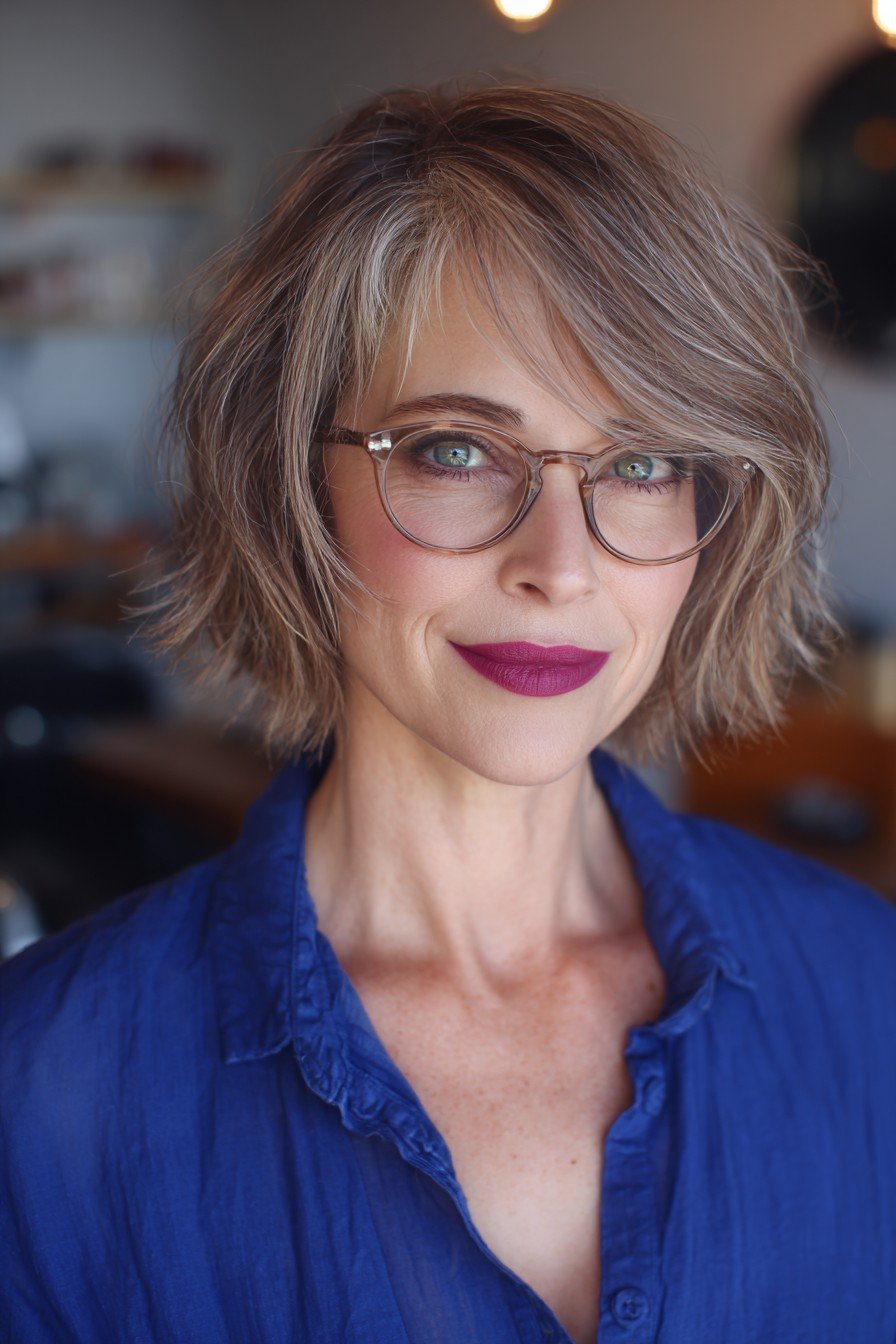 Modern Textured Jaw-Length Cut with Soft Highlights