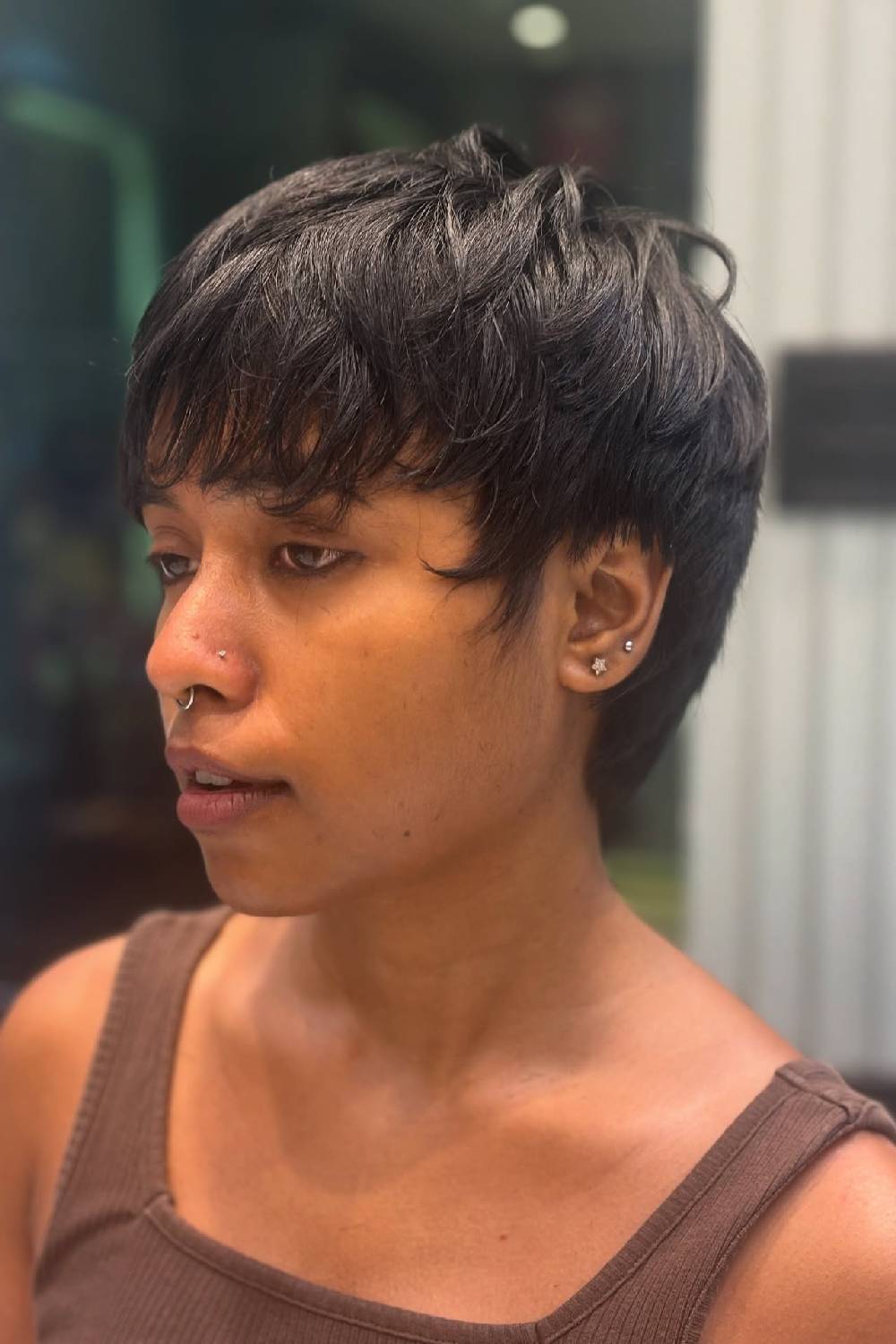 Modern Textured Pixie Cut with Soft Fringe